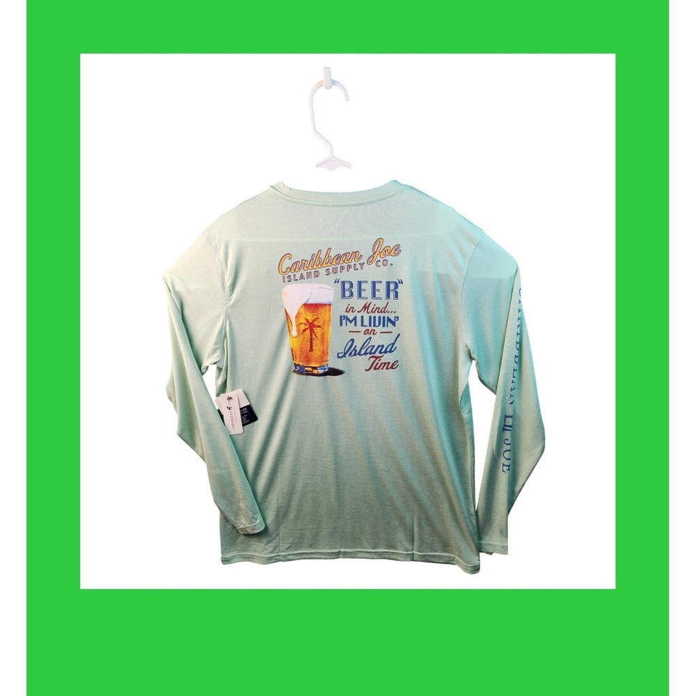 Caribbean Joe Island Supply Co. Long Sleeve T Shirt Mens M Beer Island Time - Picture 4 of 12